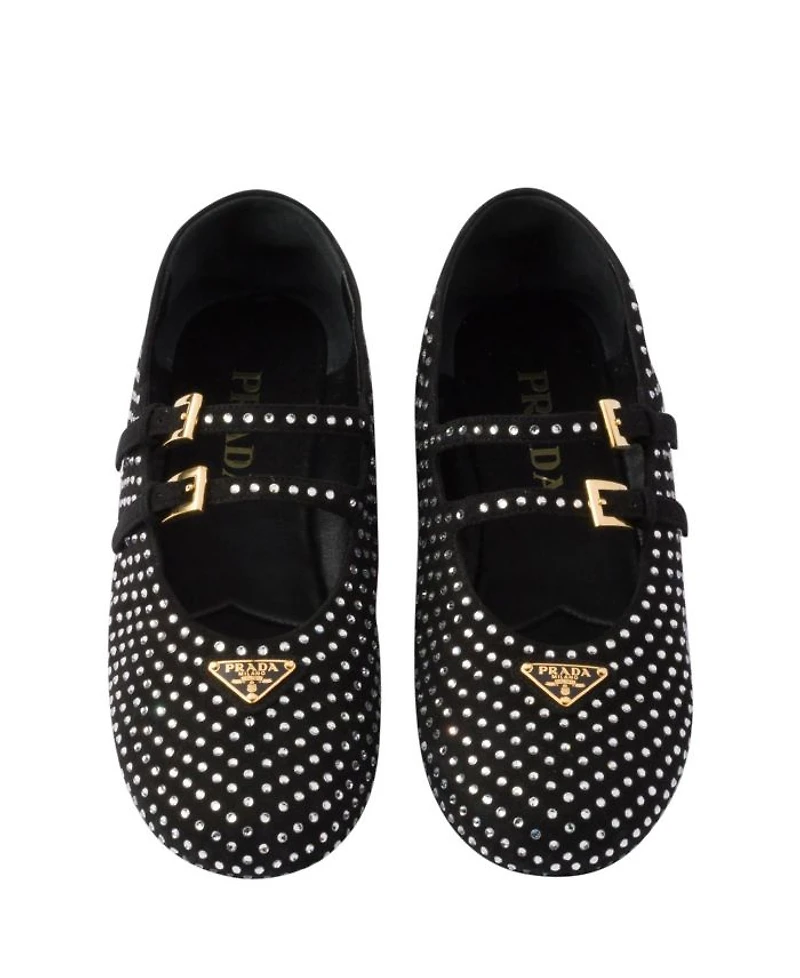 Women's Suede Ballerinas with Crystals