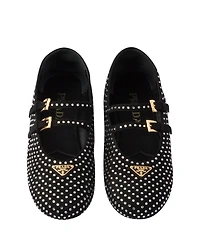 Women's Suede Ballerinas with Crystals