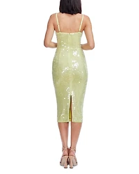 Megan Sequin V Neck Midi Dress