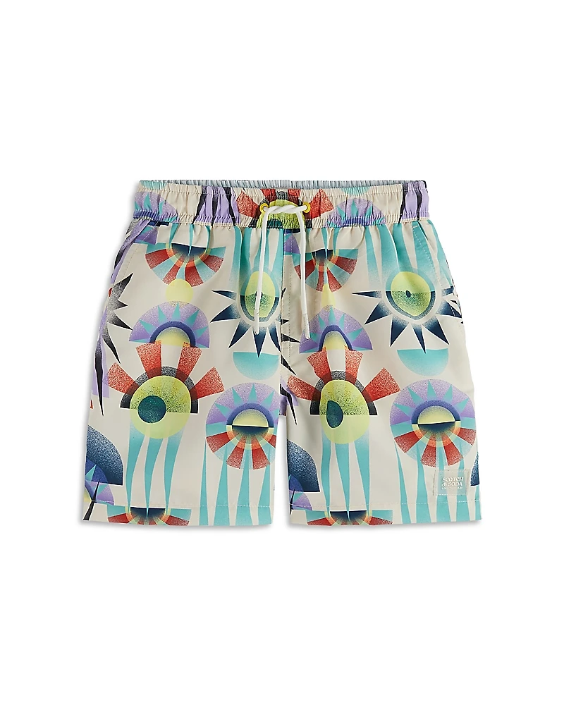 Scotch & Soda Boys' Mid Length Allover Printed Swim Shorts - Little Kid, Big Kid
