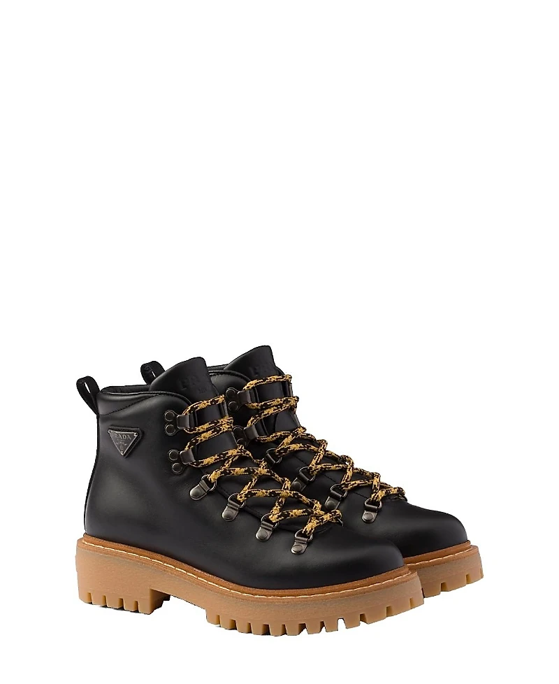 Prada Women's Leather Laced Booties