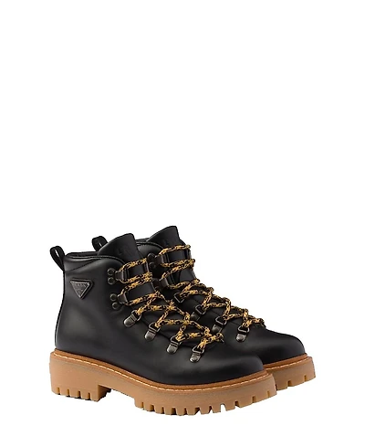 Prada Women's Leather Laced Booties