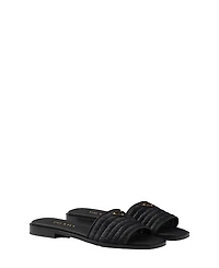 Prada Women's Leather Slides with Crochet Details