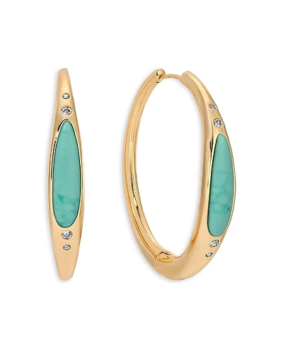 Ettika Turquoise Solstice Turquoise & Cubic Zirconia Hoop Earrings