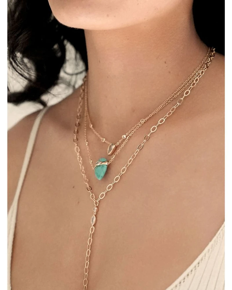 Turquoise Solstice Turquoise & Cubic Zirconia Convertible Layered Lariat Necklace, 15"-19"