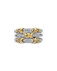 Petite Helena Wrap Three Row Ring Sterling Silver with 18K Yellow Gold and Diamonds, 12mm