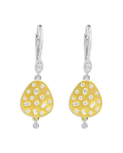 14K White & Yellow Gold Diamond Scatter Disc Drop Earrings