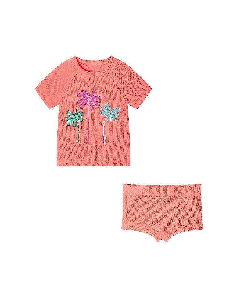 Andy & Evan Girls' Tropical Charm Short Sleeve Rashguard Set - Little Kid, Big Kid