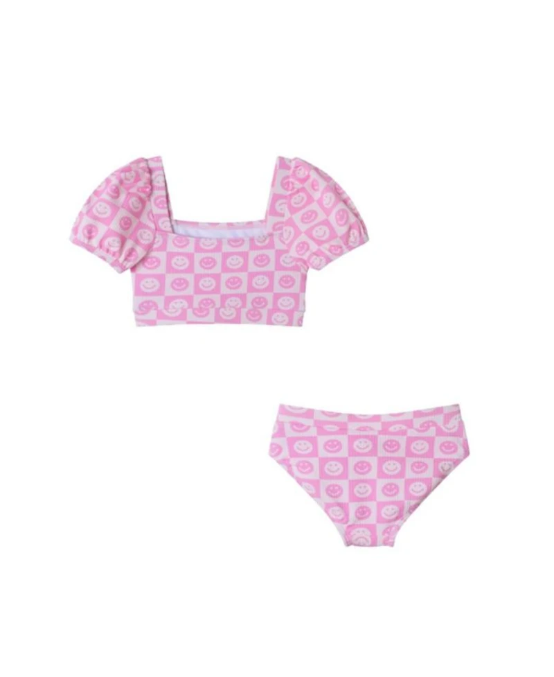 Girls' Smiley Bikini Swimsuit Set - Little Kid