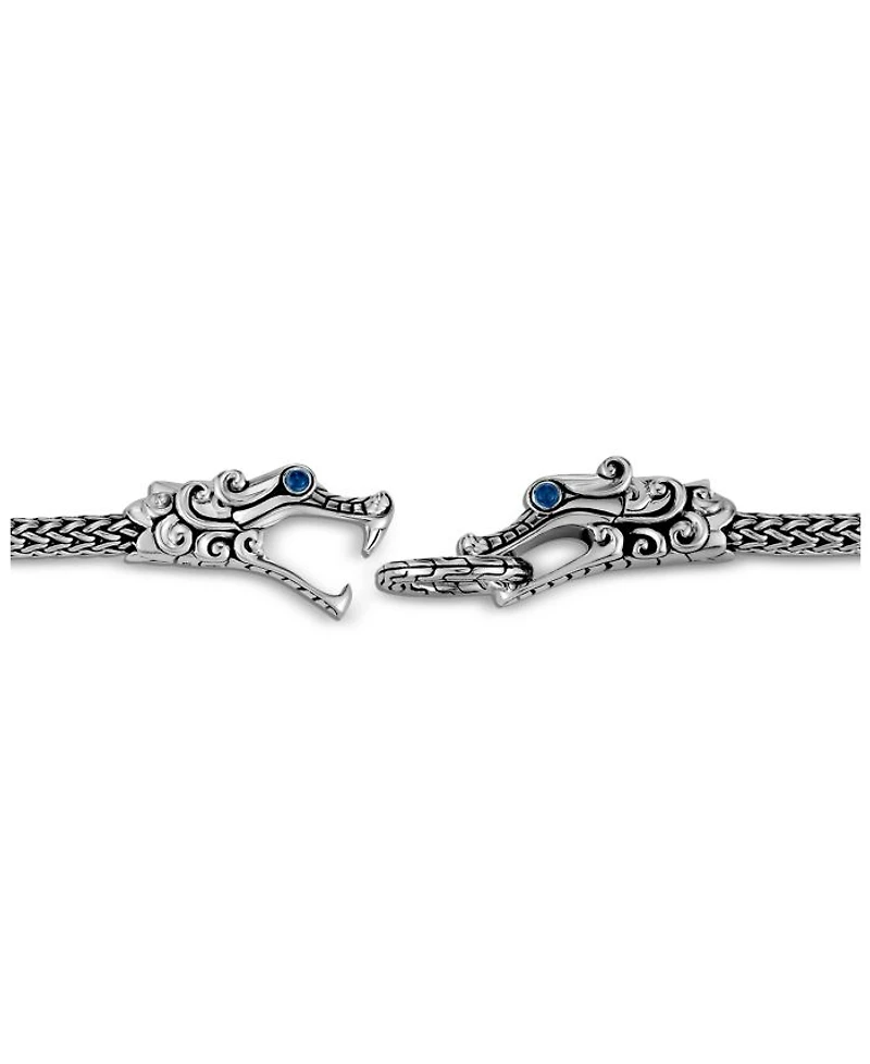 Sterling Silver Legends Naga Blue Sapphire Double Dragon Chain Bracelet