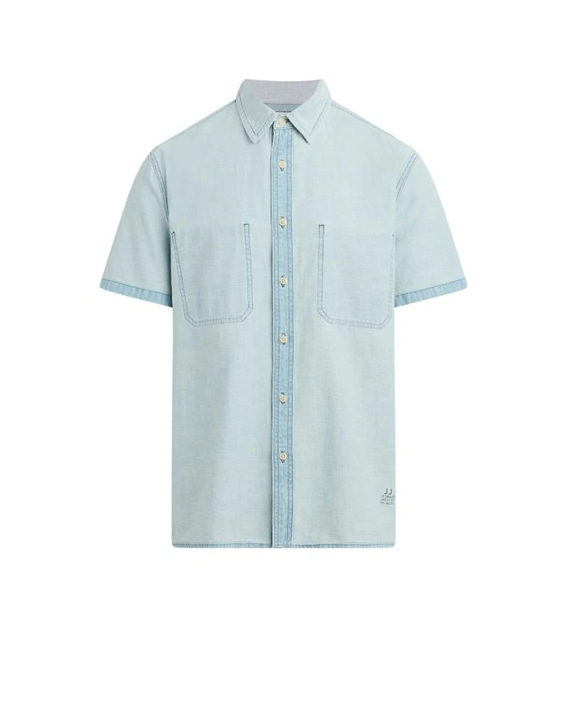 Regular Fit Reverse Chambray Short Sleeve Shirt
