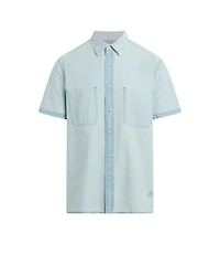 Regular Fit Reverse Chambray Short Sleeve Shirt