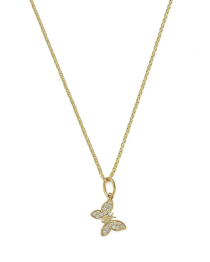 Sydney Evan 14K Yellow Gold Diamond Butterfly Pendant Necklace, 18