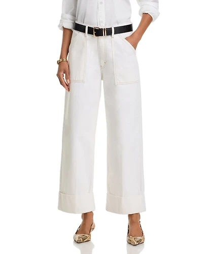 The Utility Trouser High Rise Ankle Wide Leg Jeans Au Natural Clean