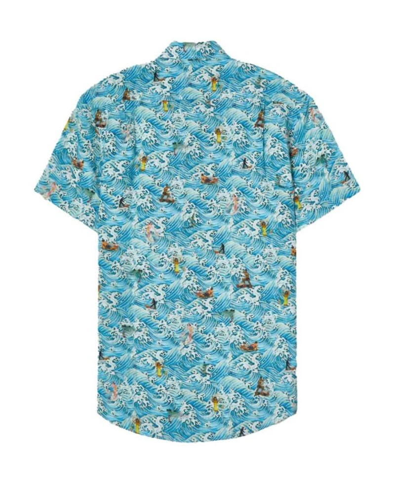 Morgan Surf Print Linen Short Sleeve Shirt