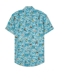Morgan Surf Print Linen Short Sleeve Shirt