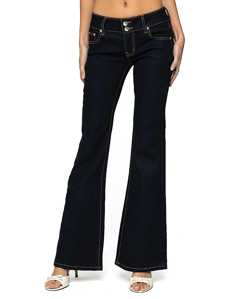 Edikted Tilda Low Rise Flared Dark Rinse Wash Jeans