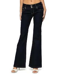 Edikted Tilda Low Rise Flared Dark Rinse Wash Jeans