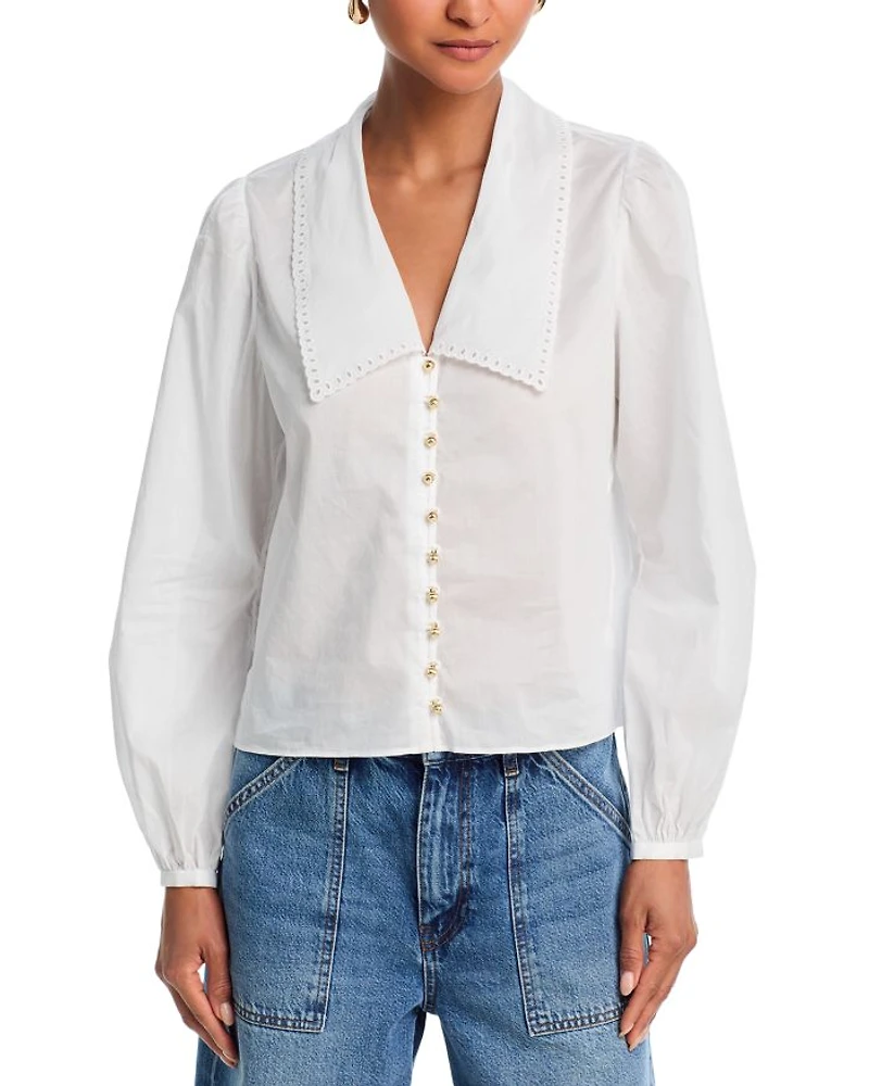 The Eyelet Sailor Silk Blouse