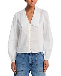 The Eyelet Sailor Silk Blouse