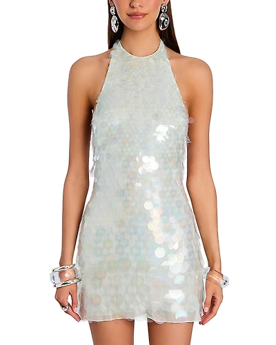 Retrofete Bondera Paillette Halter Mini Dress