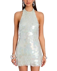 Retrofete Bondera Paillette Halter Mini Dress