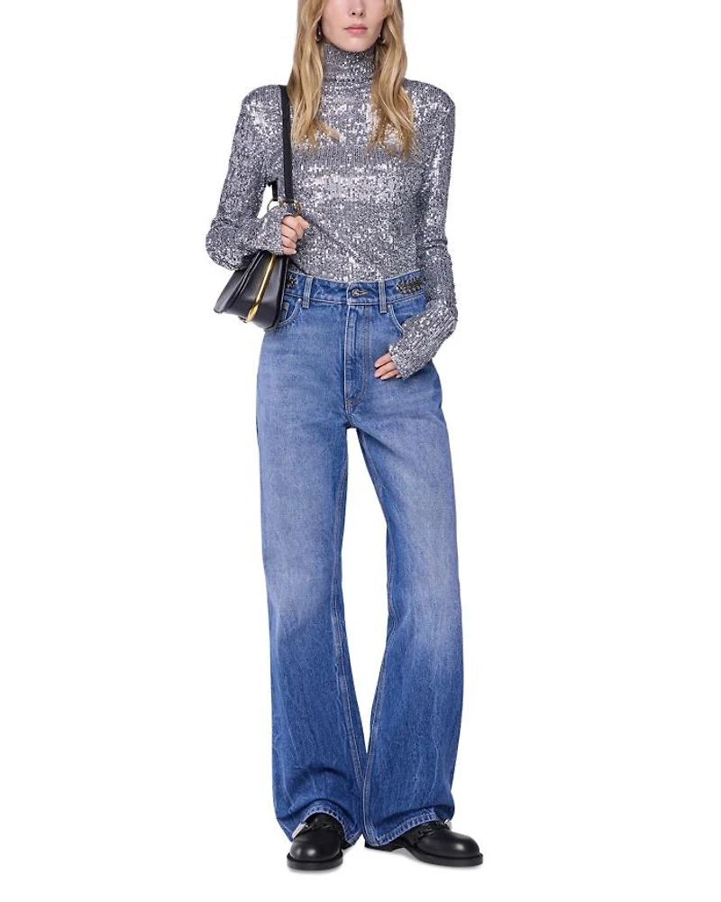 Sequin Turtleneck Top