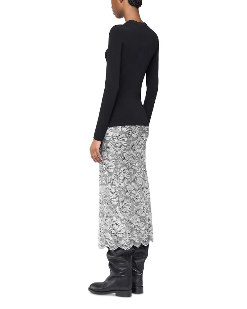 Metallic Lace Maxi Skirt