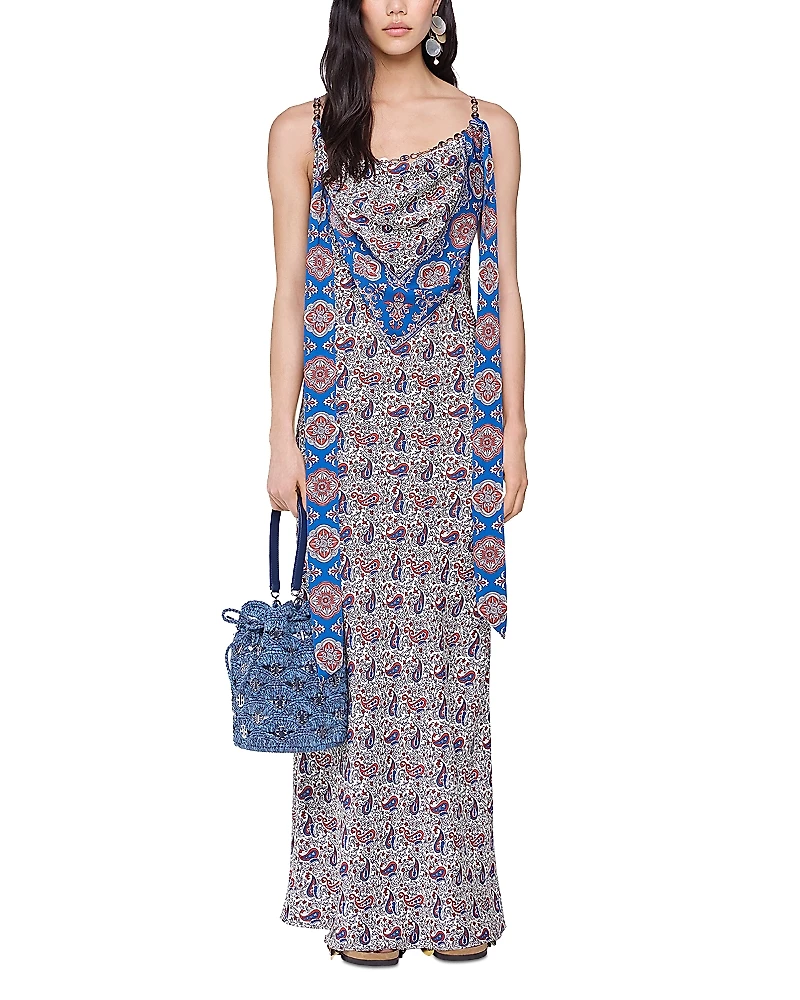 Rabanne Paisley Satin Maxi Dress