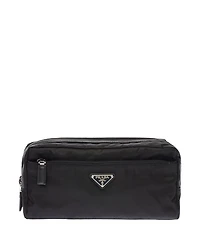 Re-Nylon and Saffiano Leather Travel Pouch