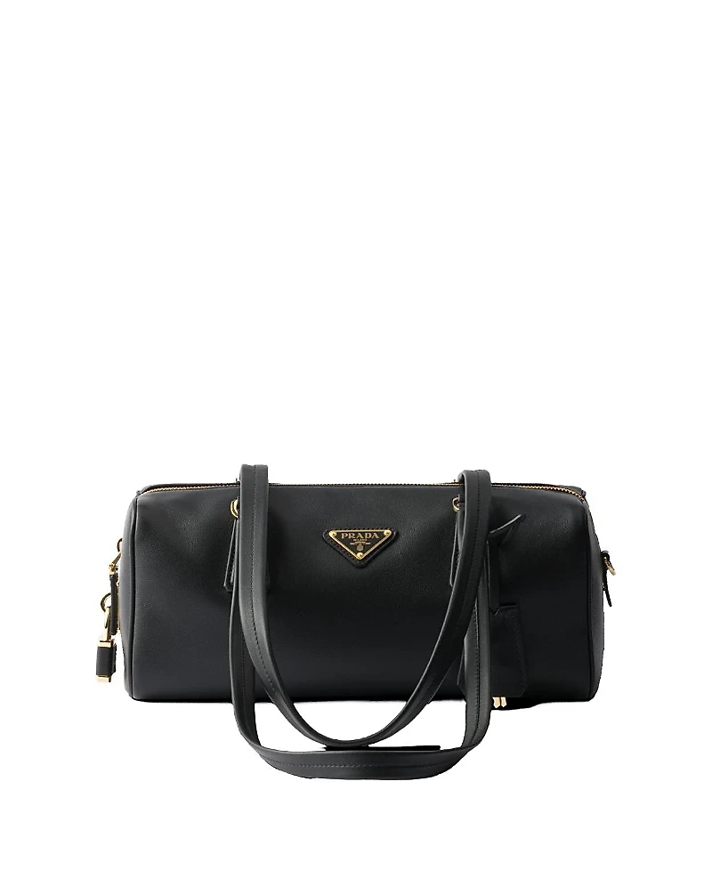 Prada Medium Leather Top-Handle Bag with Padlock