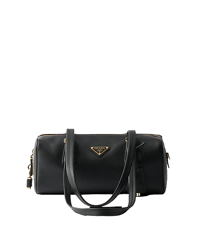 Prada Medium Leather Top-Handle Bag with Padlock