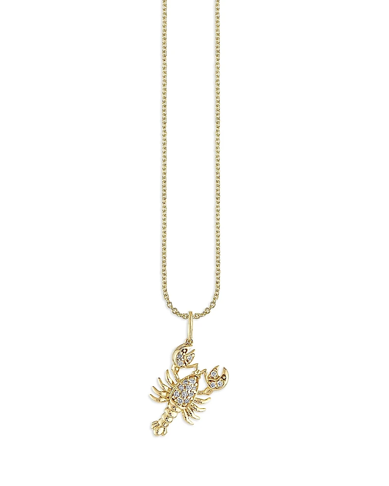 Sydney Evan 14K Yellow Gold Diamond Lobster Pendant Necklace, 18