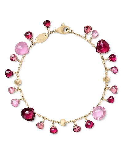 Marco Bicego 18K Yellow Gold Paradise Pink Tourmaline Single Strand Bracelet