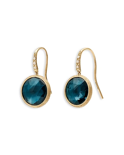Marco Bicego 18K Yellow Gold Jaipur Color London Blue Topaz & Diamond Drop Earrings