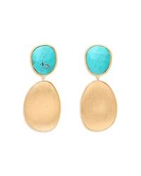 18K Yellow Gold Lunaria Turquoise Double Drop Earrings