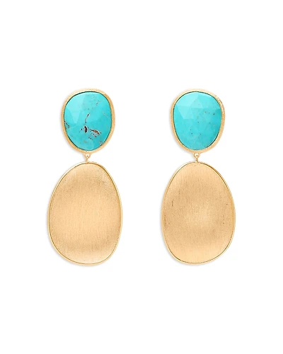 Marco Bicego 18K Yellow Gold Lunaria Turquoise Double Drop Earrings