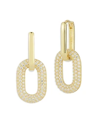 Aqua Pave Oval Link Drop Earrings, Exclusive