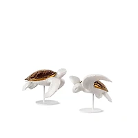 Lladro Sea Turtles Couple, White-Copper