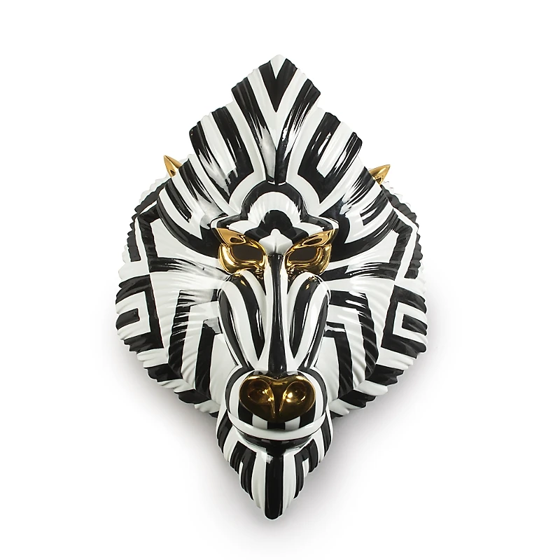 Lladro Mandrill Mask, Black-Gold