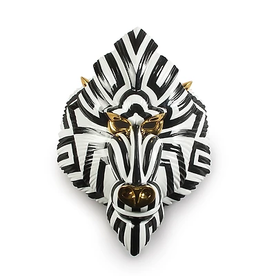 Lladro Mandrill Mask, Black-Gold