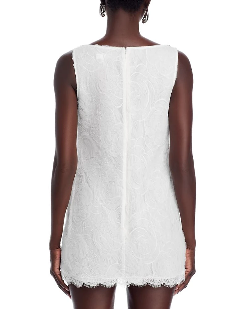White Tulle Lace Mini Dress