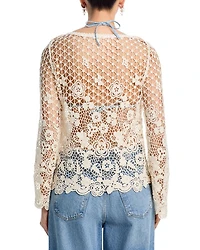 Crochet Boat Neck Bell Sleeve Top - Exclusive