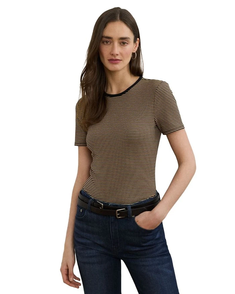 Striped Stretch Cotton Crewneck Tee
