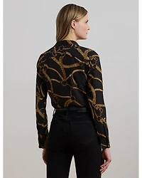 Classic Fit Belting Print Crepe Shirt