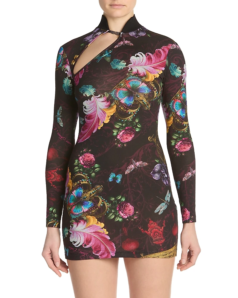 Versace Jeans Couture Printed Long Sleeve Dress