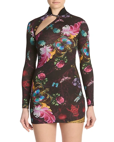 Versace Jeans Couture Printed Long Sleeve Dress