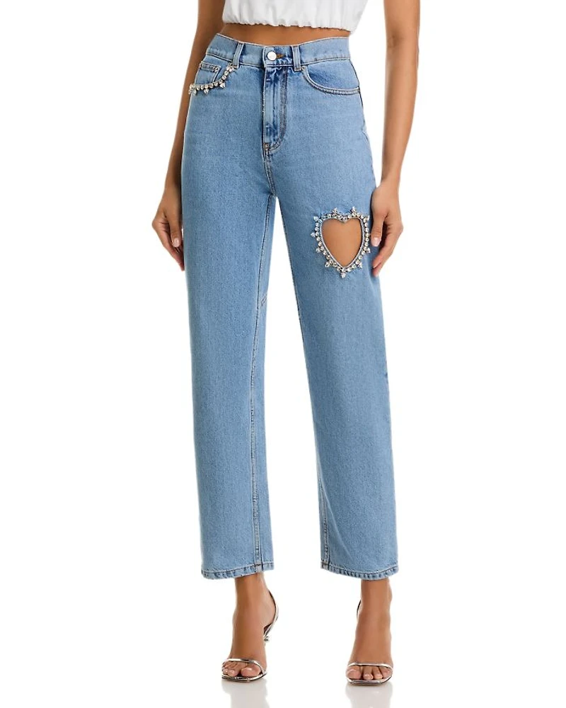 Crystal Heart Jeans Light Blue