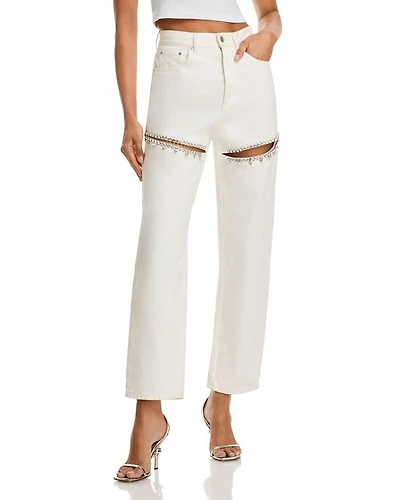 Crystal Slit Jeans White