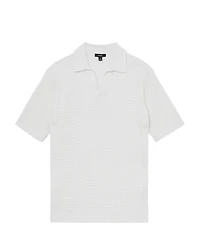 Open Collar Textured Polo Shirt